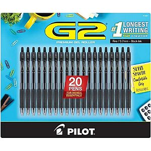 20-Pack Pilot G2 Premium Fine Point Rolling Ball Gel Pens (Black/0.7mm) $16.90 + Free Shipping w/ Prime or on $35+