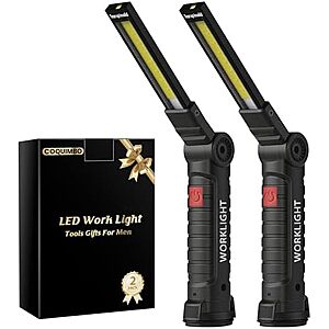 $9.99* | 2-Pk Coquimbo Rechargeable LED Work Lights w/ Magnetic Base, 360° Rotation & Hook at Amazon
