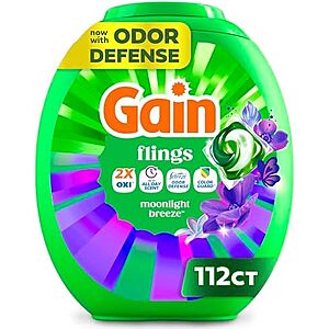 [SnS, AC] $54.56 | 4 × 112-Count Gain flings Laundry Detergent Soap Pacs (Moonlight Breeze) ($13.64 each) at Amazon