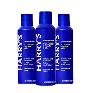 [SnS, AC] $7.62* | 3-Pack 6.7-Oz Harry's Foaming Shave Gel for Men with Aloe at Amazon
