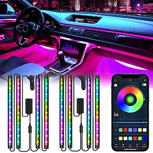 2-Pack RGB Smart Car Interior LED Light Strips w/ App & Remote Control $5.42 + Free Shipping w/ Prime or on $35+