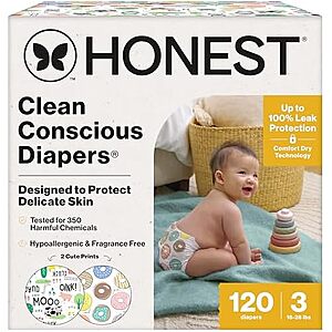 [NEW, SnS, AC] $22.94 | The Honest Company Daytime Daytime Diapers, Barnyard Babies, Size 3, 120ct at Amazon
