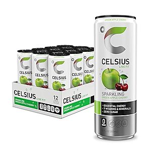 [SnS] $13.27* | 12-Pack 12-Oz CELSIUS Functional Essential Energy Drink (Green Apple Cherry) at Amazon
