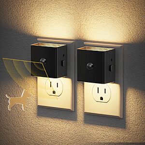 JandCase Motion Sensor LED Plug-In Night Light w/ 3 Brightness Levels (Black) $7.19 + Free Shipping w/ Prime or on $35+