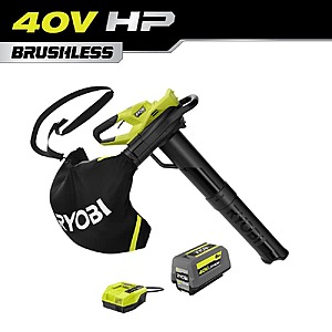 RYOBI 40V HP Brushess Cordless Battery Leaf Vacuum/Mulcher with 6.0 Ah Battery & Charger $229