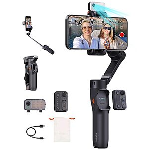 Hohem iSteady V3 3 Axis Gimbal Stabilizer for Smartphone w/ AI Tracking, Detachable Remote, Extendable Pole, & Magnetic Light Black $94.99