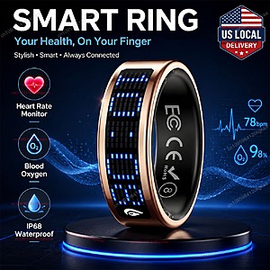 Ola Esporte Smart Ring with LED Display & Health Tracking Sizes 8–14 $17.11 + Free Shipping