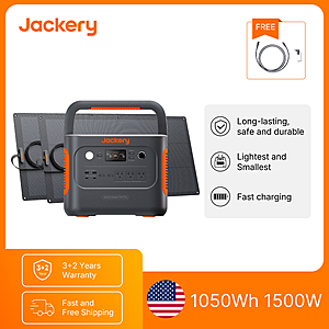 Jackery E1000AC 1050Wh Power Station + 2 × 100W Solar Panels & 5m Cable $809 + Free Shipping