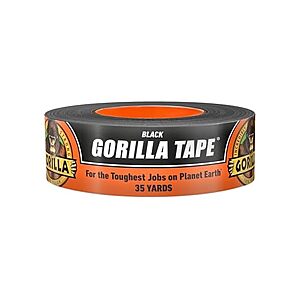 $6.17: GORILLA Duct Tape, Heavy Duty and Weather Resistant, Black, 1.88" x 35 yd at Woot!