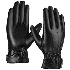 Aegend PU Leather Gloves for Men, Super Soft Warm Velvet Lining Full Hand Touchscreen Anti-Slip Driving Gloves  $4.99-$12.49
