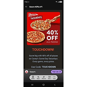 Casey's Pizza 40% off Saturdays