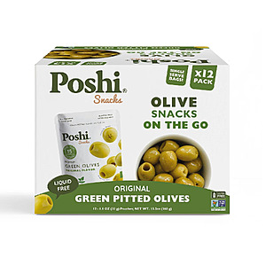 Poshi Premium Green Olive Snack Packs, 1.1 oz., 12 pk. $8.98