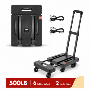 $27.85: LLMRR 500 lbs Folding Hand Truck & Dolly w/ 6 Wheels, 2 Elastic Ropes(3 Colors) Free S&H at Walmart