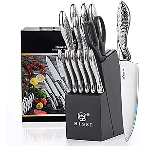$27.99* | 14-pc HISSF Knife Set w/ Block & Built-in Sharpener at Amazon