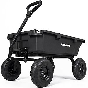 BILT HARD 900 lbs Poly Garden Dump Cart, 5 Cu.Ft Wheelbarrow Cart with 10" All Terrain Wheels $95