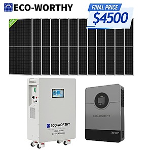 ECO-WORTHY 10KW Output 16KWH Off Grid Solar System Includes 12x 200W Solar Panels 48V 314Ah Lithium Battery and Inverter $4300 + Free Shipping