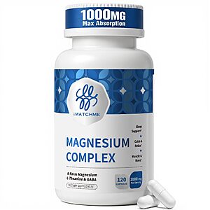 Amazon – iMATCHME Magnesium Complex 1000mg, 120 Count - $8.99 w/ Code