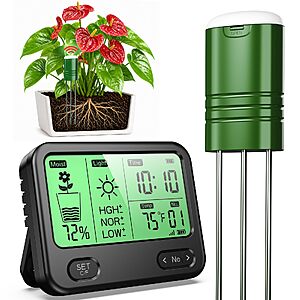 4-in-1 Soil Moisture Meter for Plants ,Soil Temperature /Moisture /Sunlight Time, Large Screen, Garden Soil Tester for Lawn $17.99