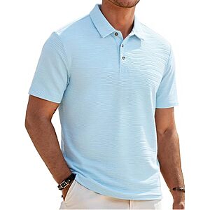 Damipow Mens Knit Polo Shirts Short Sleeve Golf Dress Collar Shirt $9.99