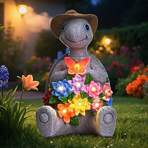 Amazon – Solar Turtle Garden Statue w/ 8 LEDs - $11.39 w/ Code