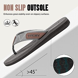 FITORY Men's Flip-Flops, Thongs Sandals Comfort Slippers for Beach $9.49