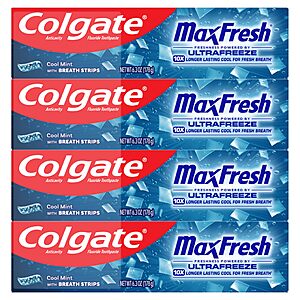 Colgate MaxFresh Fluoride Toothpaste, Cool Mint, 6.3 Ounce (Pack of 24) $47.25
