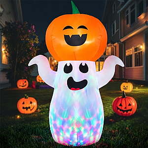 GVDV 5' Halloween Inflatable Pumpkin Ghost Decoration w/ 360° Rotating LED Lights $19.99 + Free Shipping w/ Walmart+ or on $35+