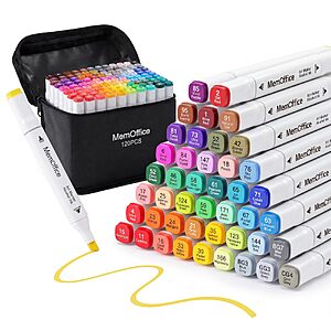 MemOffice Alcohol Markers, 120 Vibrant Colors, Dual Tip Art Markers Set STARTS at $21.99