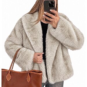 Sipaya Women's Faux Fur Shawl Collar Jacket (Various) $19.99 + Free Shipping w/ Prime or on $35+