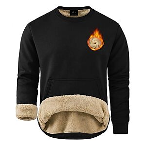 ZITY Men's Flee Lined Sweatshirt Thick Sherpa Sweatshirts Kangaroo Pocket - $14.99 AC