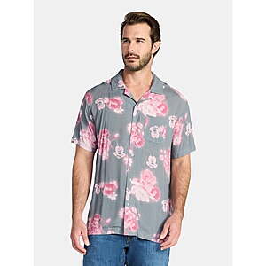 Disney Mickey Mouse Allover Graphic Button-Up Shirt (Charcoal, Sizes: S-3XL) $3.90 + Free Shipping w/ Walmart+ or on $35+
