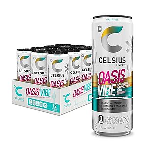 [SnS] $13.27* | 12-Pk 12-Oz Celsius Sparkling Sugar Free Energy Drink (Oasis Vibe) at Amazon