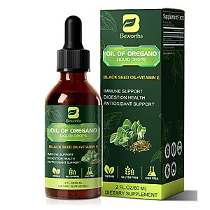 PRIME MEMBERS: Oil of Oregano with Black Seed Oil, Oregano Liquid Drops - 80% Carvacrol $9.97 AC and Subscribe and Save