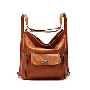 Myfriday Vintage PU Leather Convertible Backpack Purse (Brown) $17.99 + Free Shipping w/ Prime or on $35+