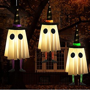 3-Pack 23.6" CYSKXYI Halloween Ghost & Witch Hat Hanging Lights $10.99 + Free Shipping w/ Prime or on $35+