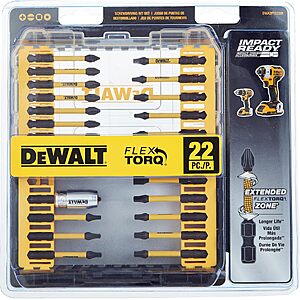 22-Pc DeWALT FlexTorq Impact Driver Bit Set (DWA2FTS22IR) $20.50
