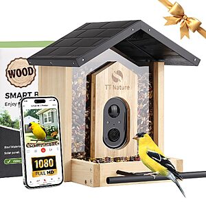 TT Nature 1.5L Smart Bird Feeder w/ 1080P AI Camera & Night Vision (Iron Roof) $29.99 + Free Shipping w/ Prime or on $35+
