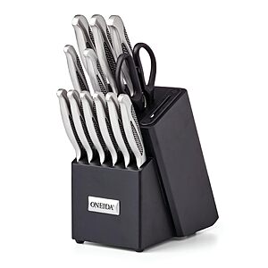Oneida Crosshatch 14-Piece Kitchen Knife Set with Block $39.88
