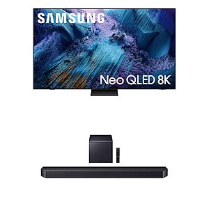 Samsung 85-Inch Class Neo QLED QN990F 8K Mini LED Smart TV NQ8 AI Gen3 Processor, 8K AI Upscaling Pro + Samsung Q-Series Soundbar HW-Q900F 7.1.2 ch Subwoofer (2025 Model) $6497.98
