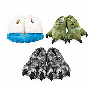 Yeti, Dino or Wolf Adult Slippers (M/L) $8 + Free Shipping