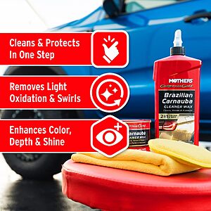 $8.10 or less S&S Mothers California Gold Brazilian Carnauba Cleaner Wax, 16 oz. (05701  (also 2 count pack for same per unit pricing)