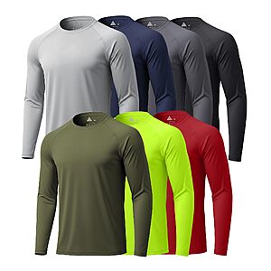 ZITY 7 Pack Long Sleeve Shirts for Mens UPF 50+ Fast Dry $37.99