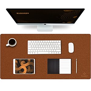 K KNODEL Large Office Desk Mat, Leather Mouse Pad (31.5"x15.7", Brown) $9.99