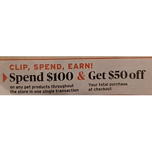 Spend $100, Get $50 Off On Any Pet Products Throughout The Store In One Transaction @ Shop Rite - IN STORE ONLY? - Expires 10/10/2026