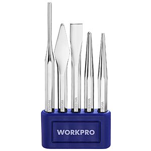 WORKPRO 5-Piece Punch and Chisel Set Cr-V Steel Storage Tray $9.99 + Free Shipping w/ Prime or on $35+