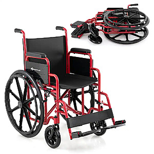 GOPLUS - Lightweight Folding Wheelchair for Adults with Swing-Away Footrest $129.99