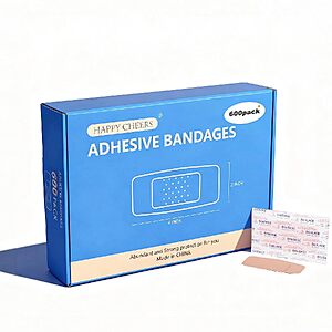 600-Count Happy Cheers 2" x 4" Large Adhesive Fabric Bandages $12.59 ($0.02 Each) + Free Shipping w/ Prime or on $35+