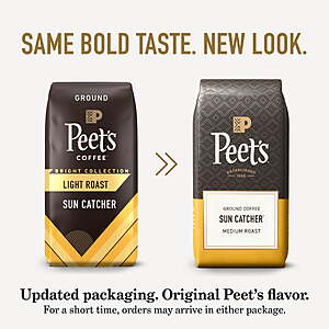 $35.08 FS WALMART:  (6 pack) Peet's Coffee Luminosa Breakfast Blend Premium Light Roast Ground Coffee, Arabica, 10.5 oz