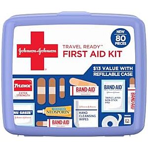 [SnS] $7.58 | 80-Piece Band-Aid Travel Ready Portable Emergency First Aid Kit at Amazon