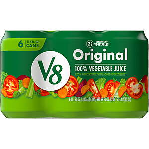 $14.88 WAL MART (4 pack) V8 Original 100% Vegetable Juice, 11.5 fl oz Can, 24 Count (4 Packs of 6)